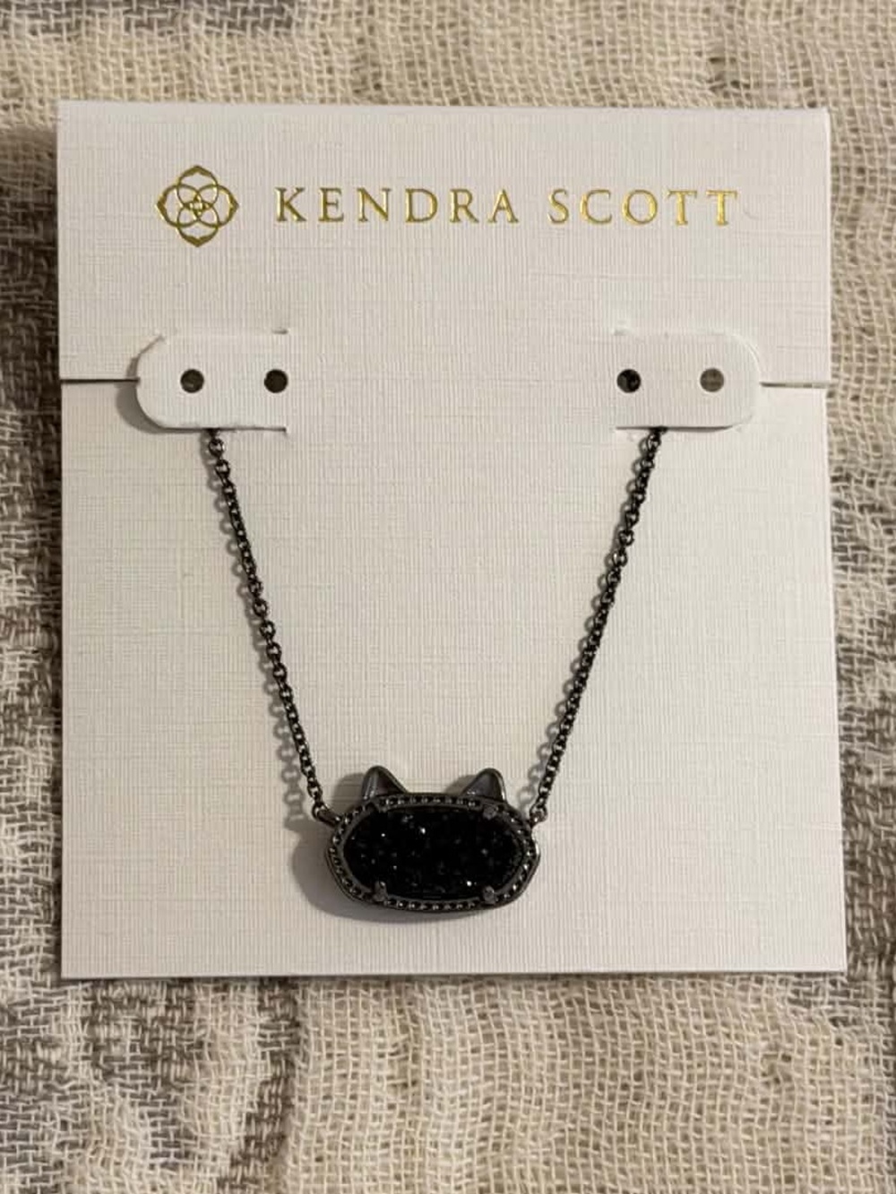 Kendra Scott Gun Metal Druzy Cat Necklace